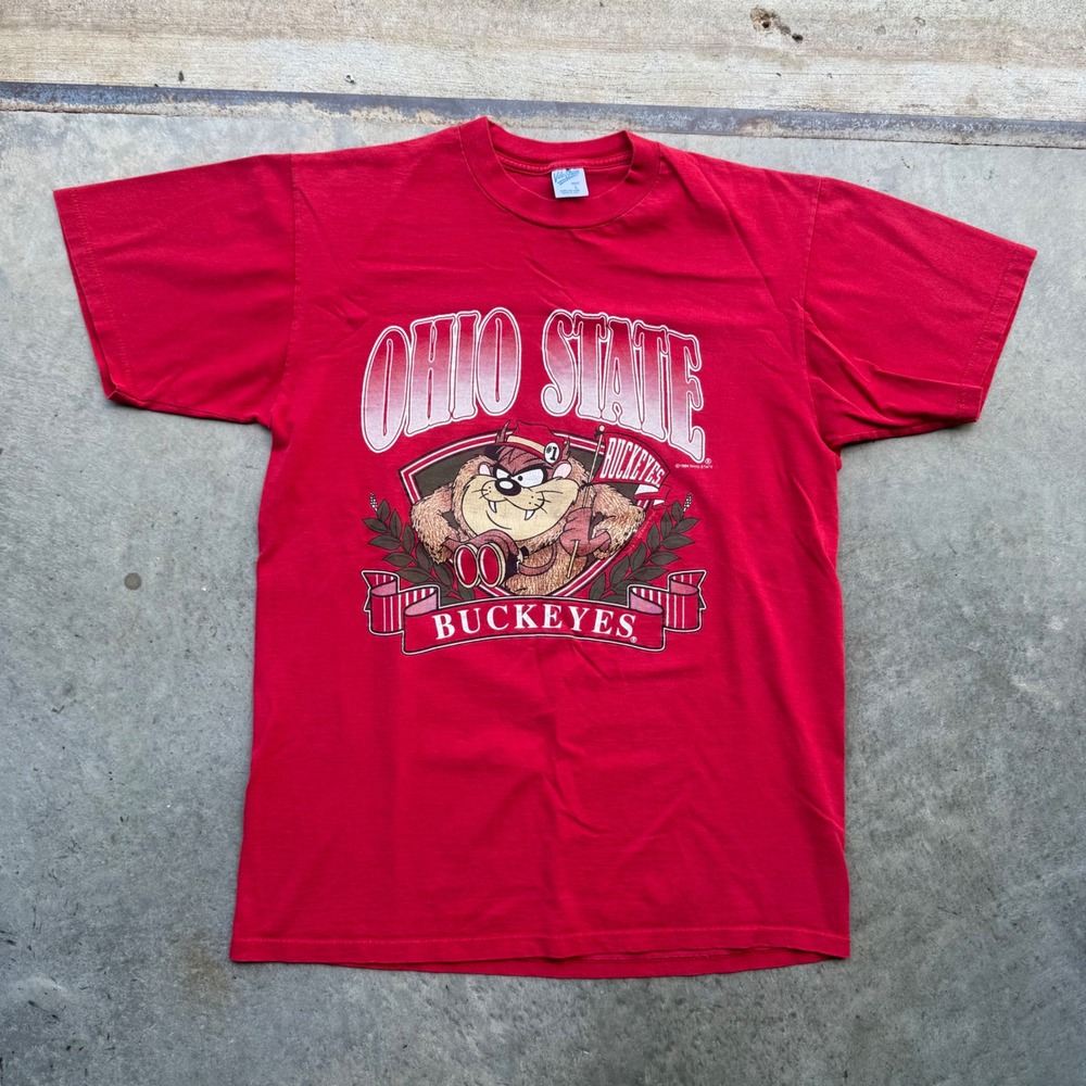 Vintage 1994 Ohio State Buckeyes Taz T-Shirt Velva Sheen Red Single Stitch L
